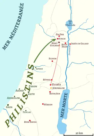 Carte de la bataille du Mont Guilboa
