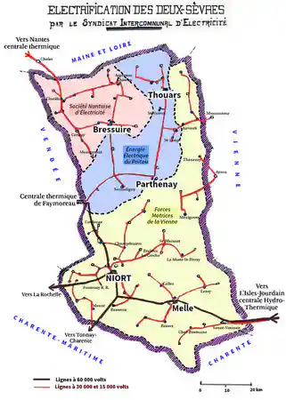 Carte électrification des Deux-Sèvres