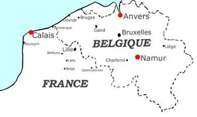 Carte Namur Anvers Calais