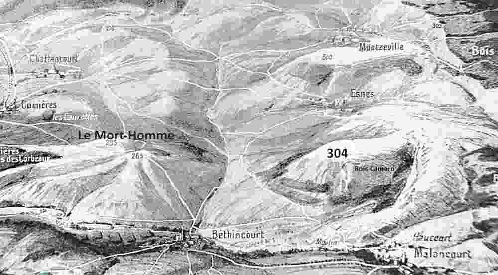 Verdun Cote 304, vue côté allemand
